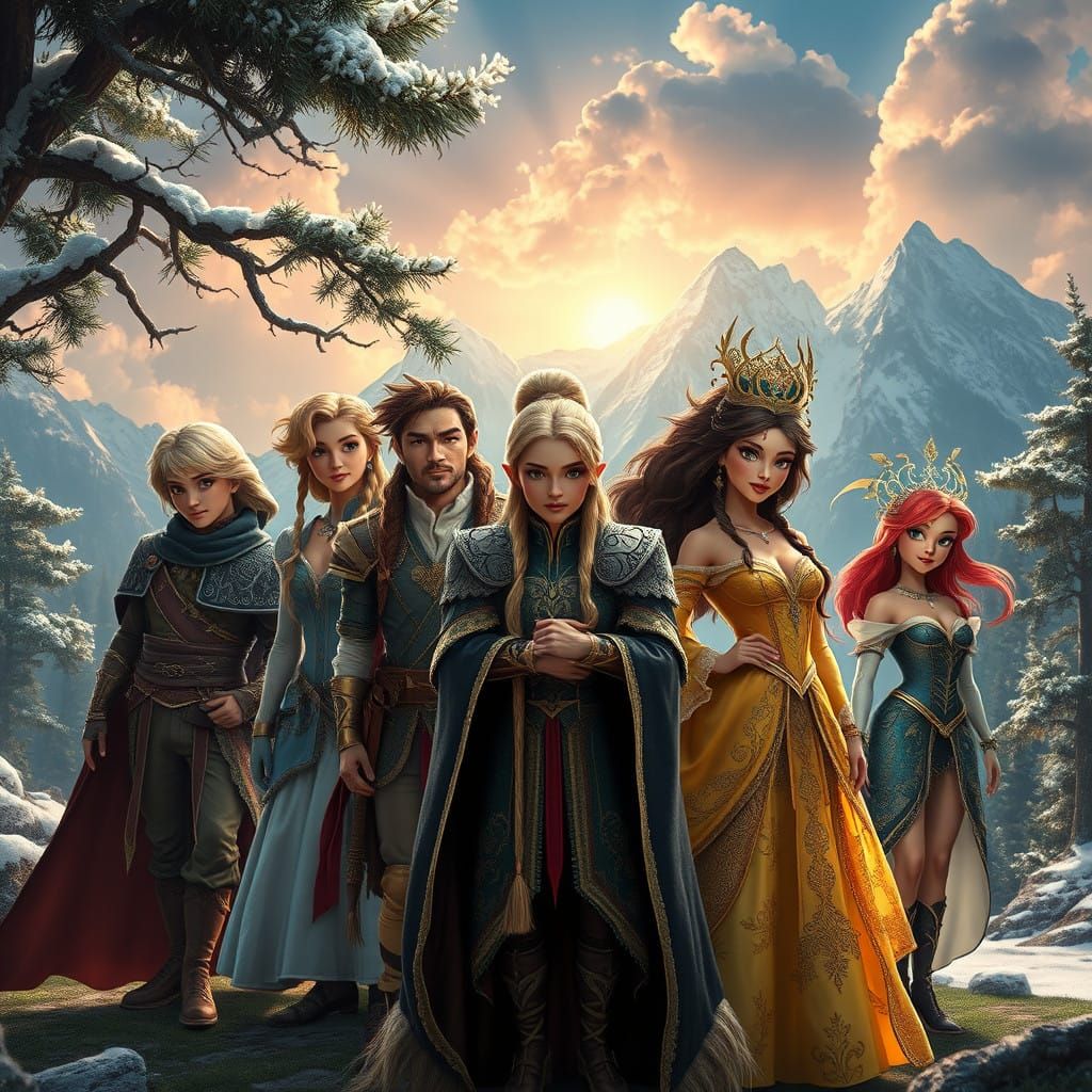 Epic Fantasy Figures in Majestic Landscapes