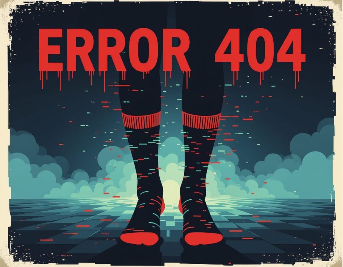 Glitching Woman Socks: Error 404 Minimalist Poster