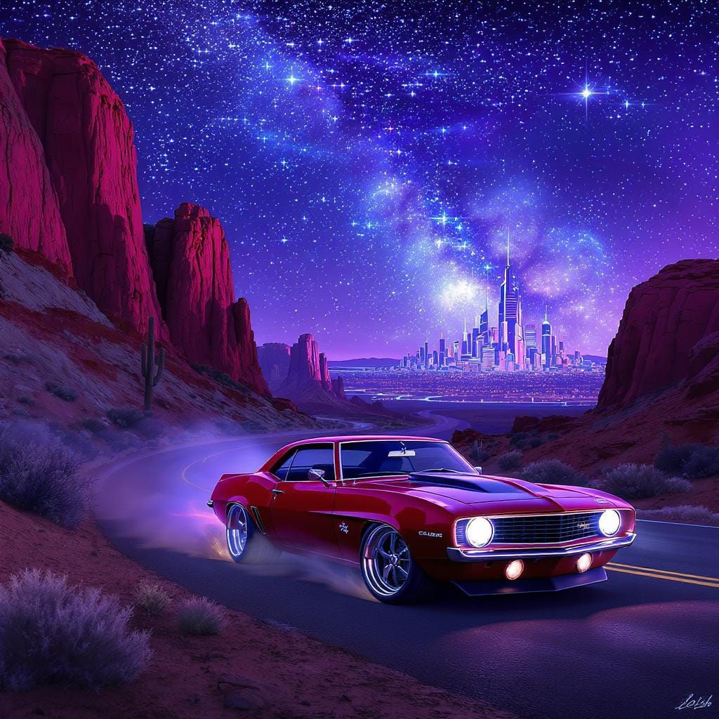 1969 Camaro Drifting: A Futuristic Landscape