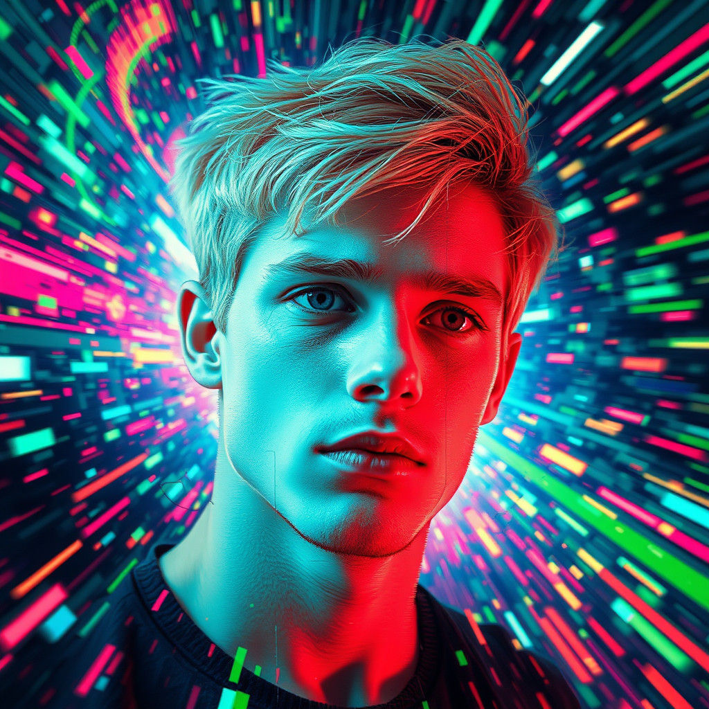 Glitching Portrait in Cyberpunk Style