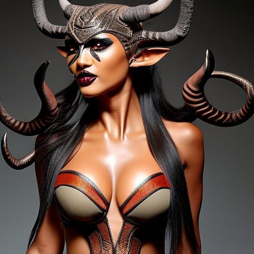 Hyperrealistic Demon Woman Portrait