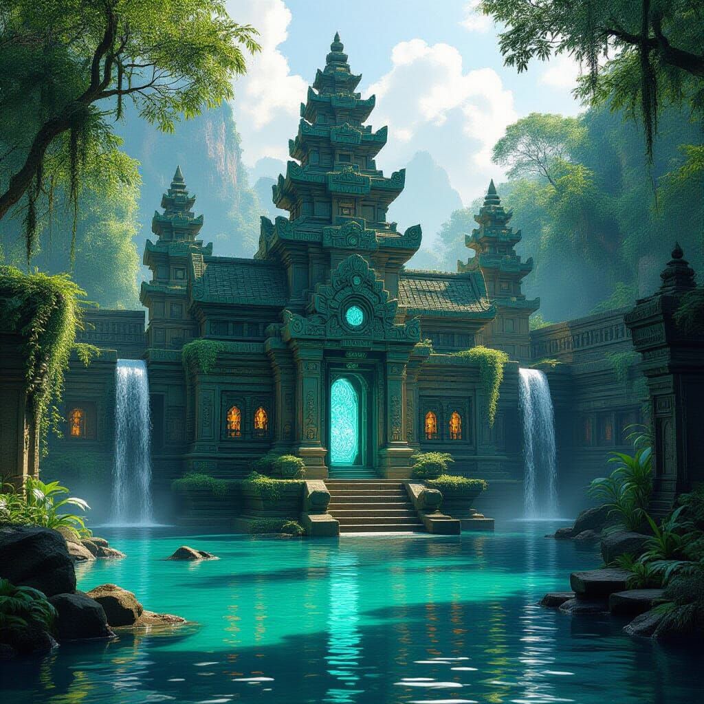 Majestic Lemurian Water Temple: Futuristic Mysticism