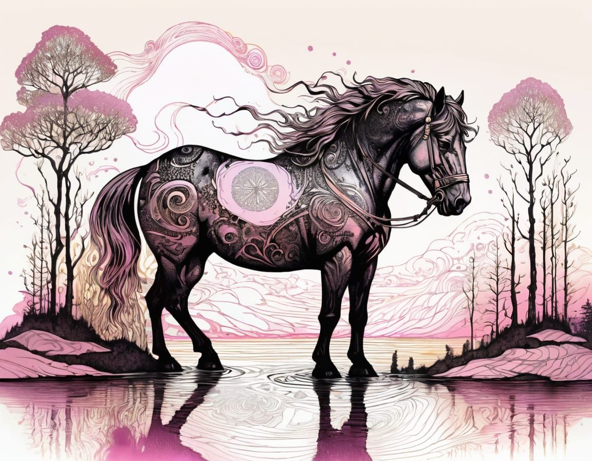 Enchanted D&D Ink Illustration in Golden Hour