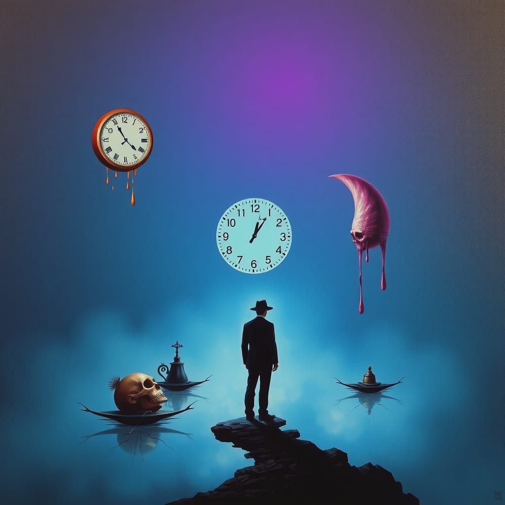 Surreal Figure in Dreamlike State Inspired by Salvador Dali