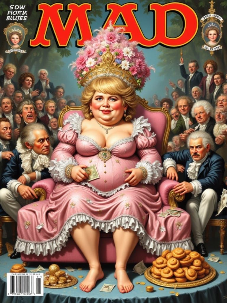 Extravagant Rococo-Style Mad Magazine Cover with Donald Trum...