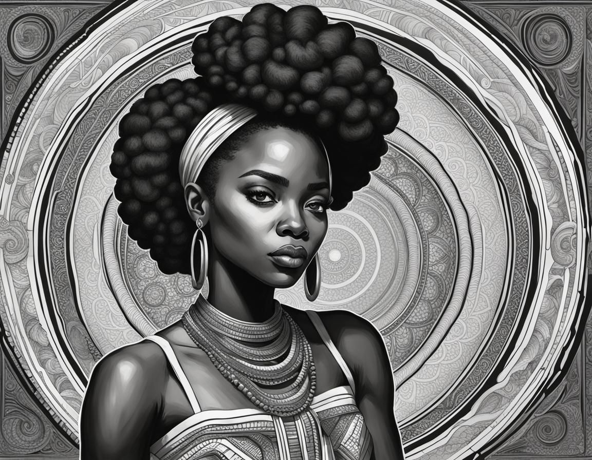 Striking Portrait of a Black Woman in Hyperrealistic Style