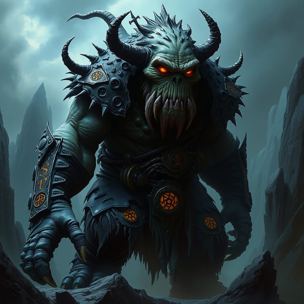 Grotesque D&D Troll in Eldritch Gothic Style