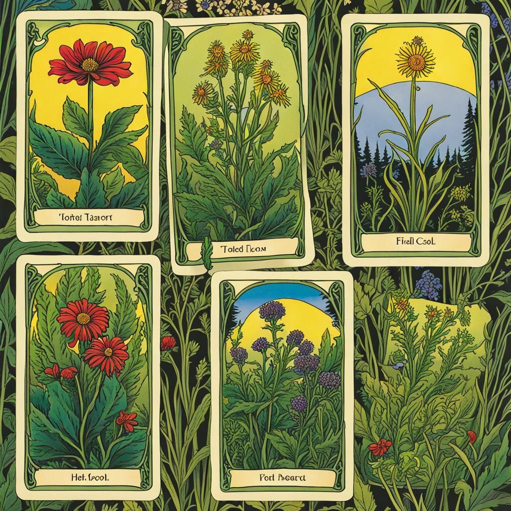 Botanical Herbal Tarot Deck Illustration