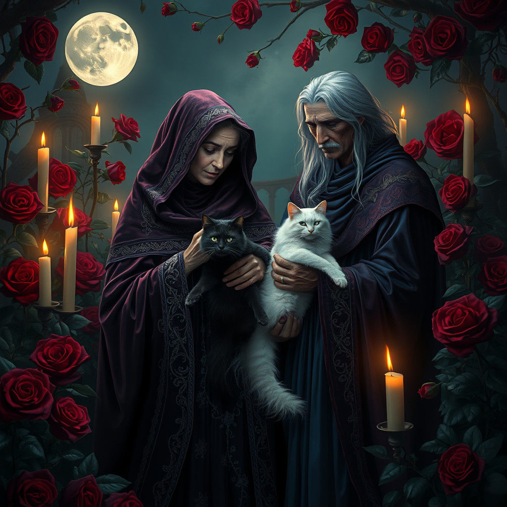 Ethereal Witch and Mage in Rose Garden