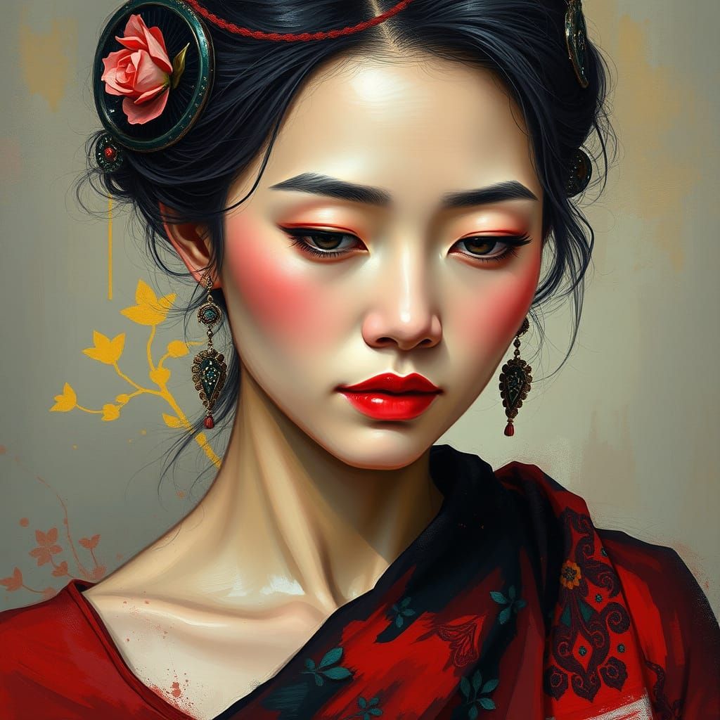 A Multicultural Woman Embodies Strength and Vulnerability in...