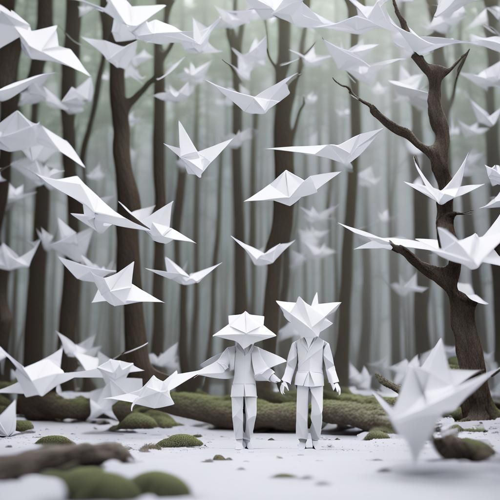 White Plasma in Maple Forest: Origami Papercraft