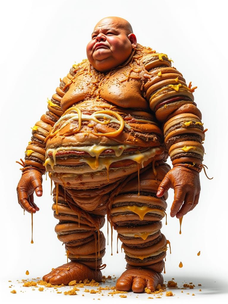 Grotesque Junk Food Humanoid in Vivid Detail