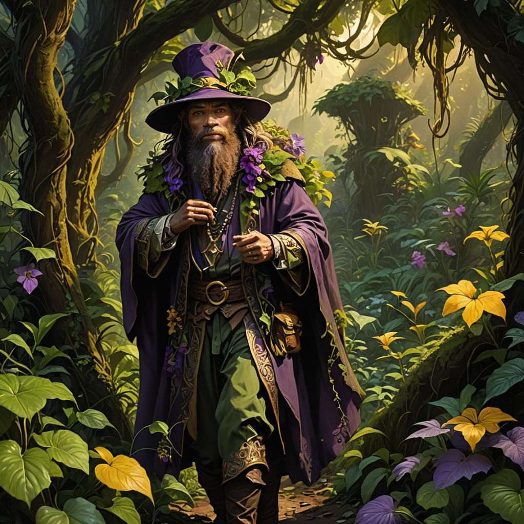 Leprechaun Exploring Jungle in Dark Fantasy Style
