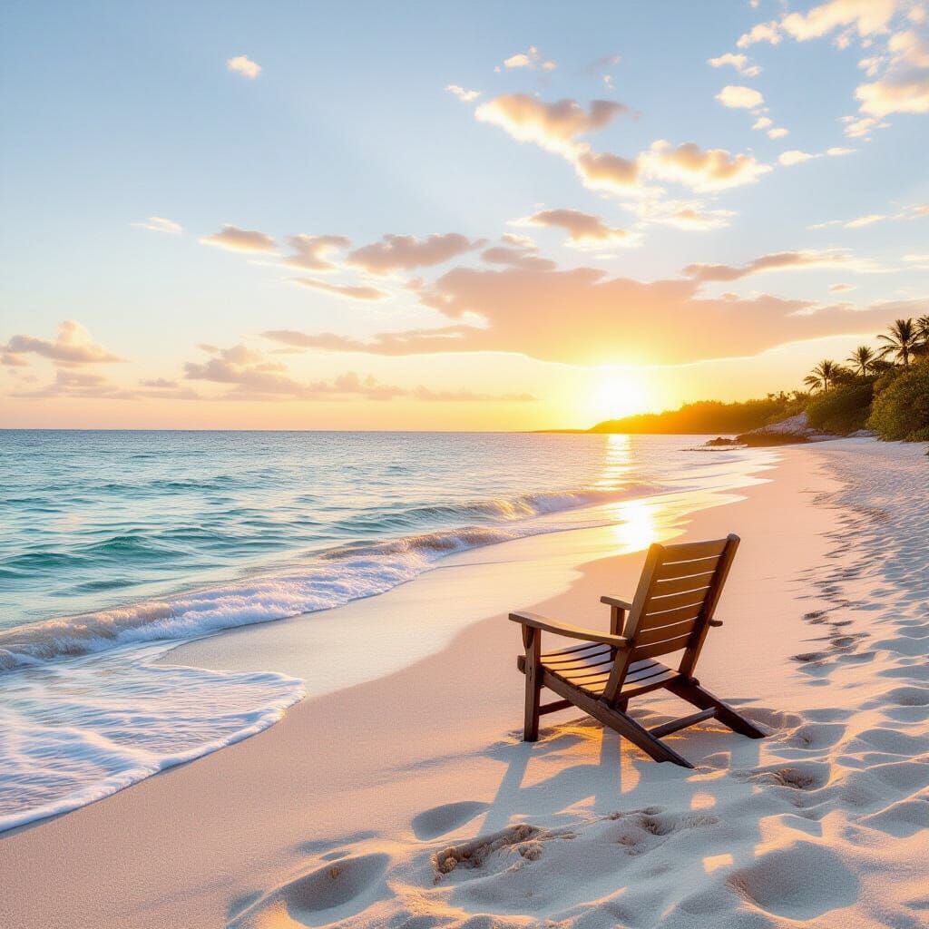 Sun-Drenched Beach Cove at Sunset