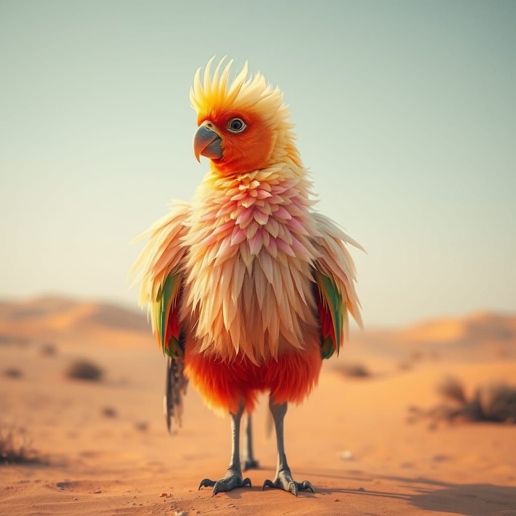 Lorikeet Camel Hybrid in Dreamy Surrealist Style