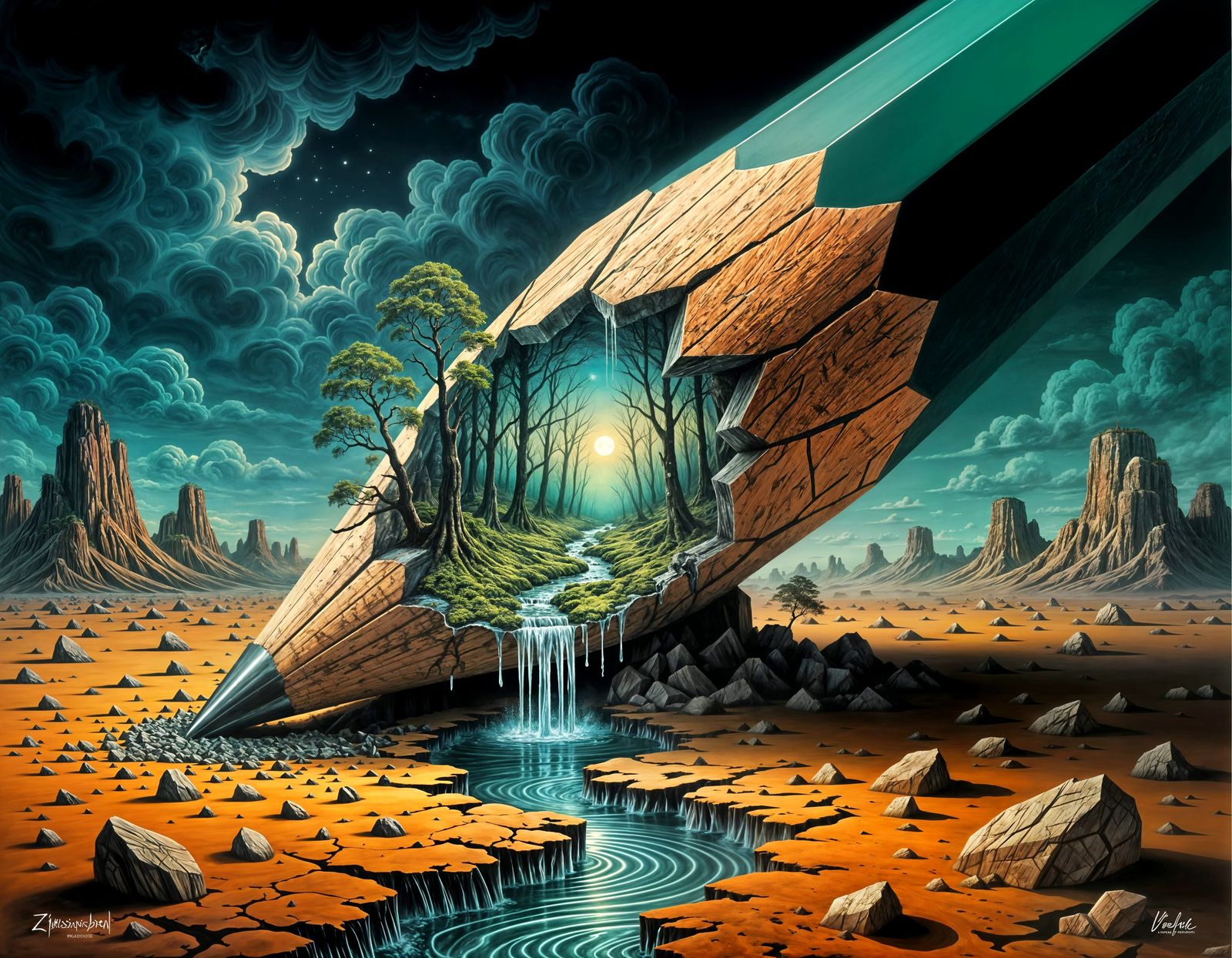 Colossal Pencil Reveals Miniature Ecosystem in Gothic Fantas...