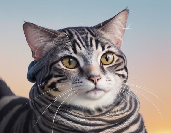 Calico Cat in Beanie: A Hyper-Realistic Portrait