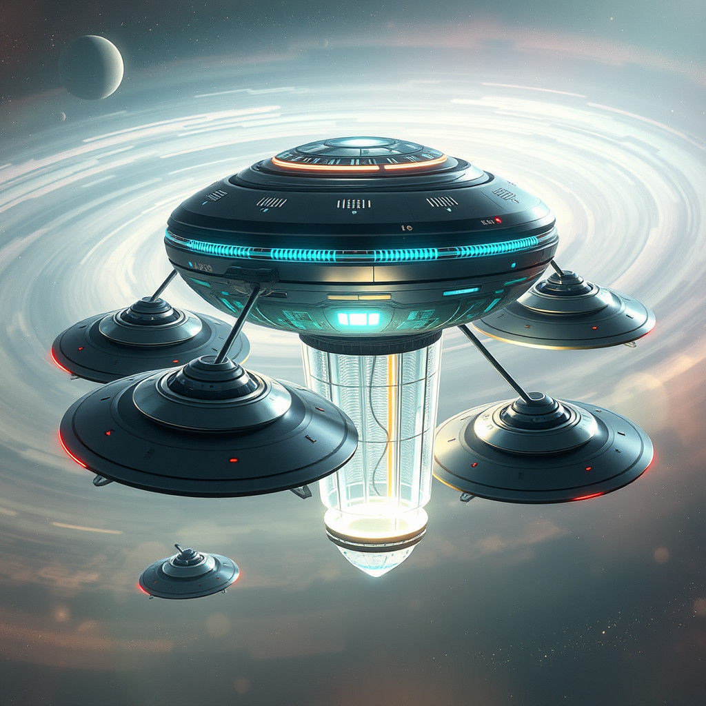 UFOs Refuel at Futuristic Space Gas Station