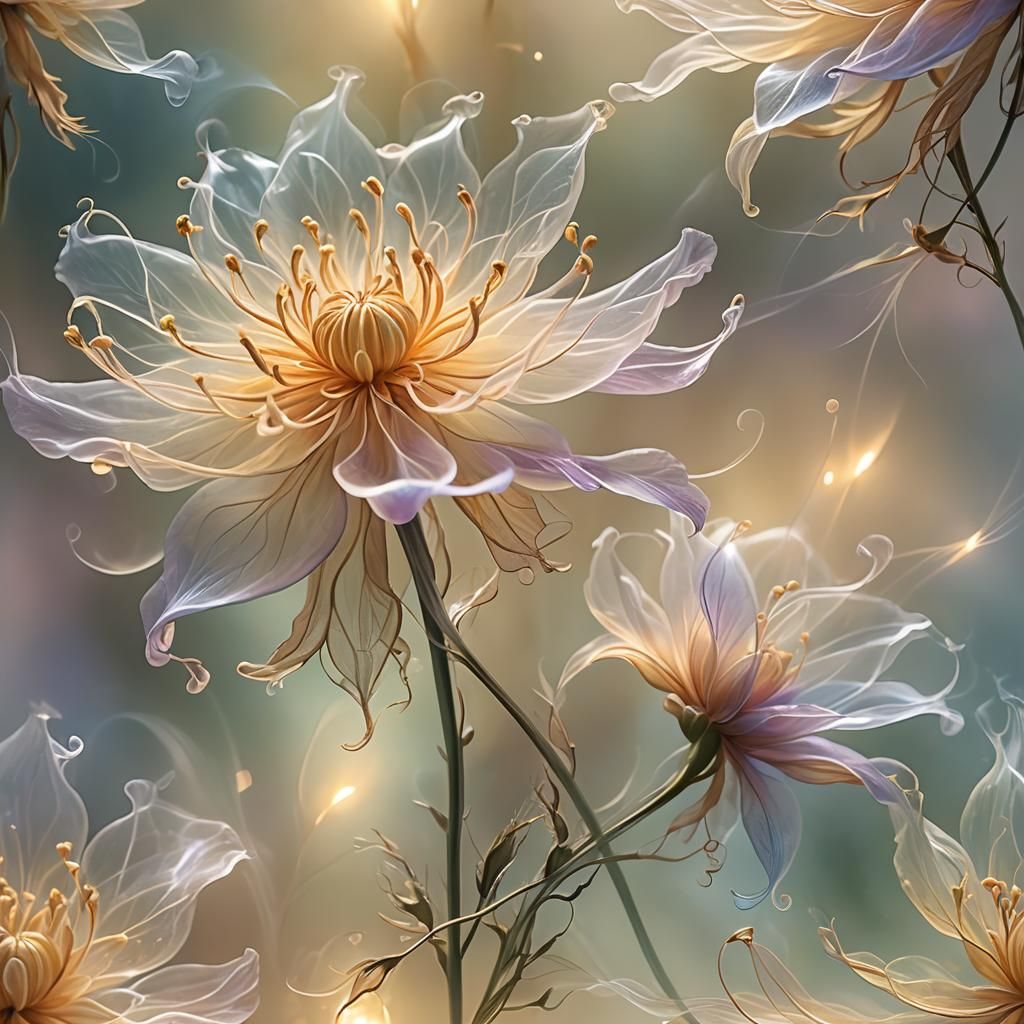 Ethereal Smoke Flower in Impressionist Style
