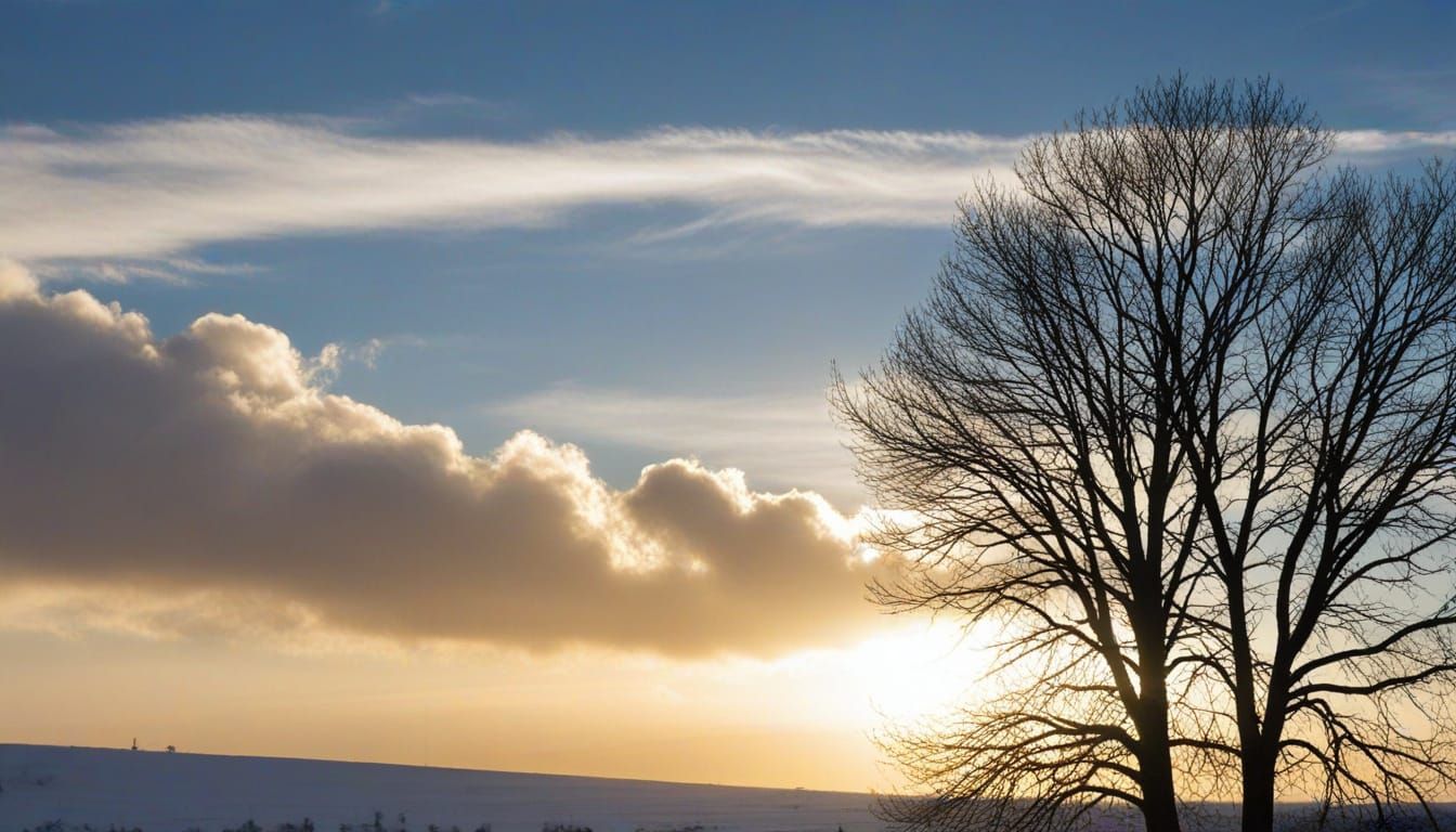 Divine Winter Sunshine Through Clouds