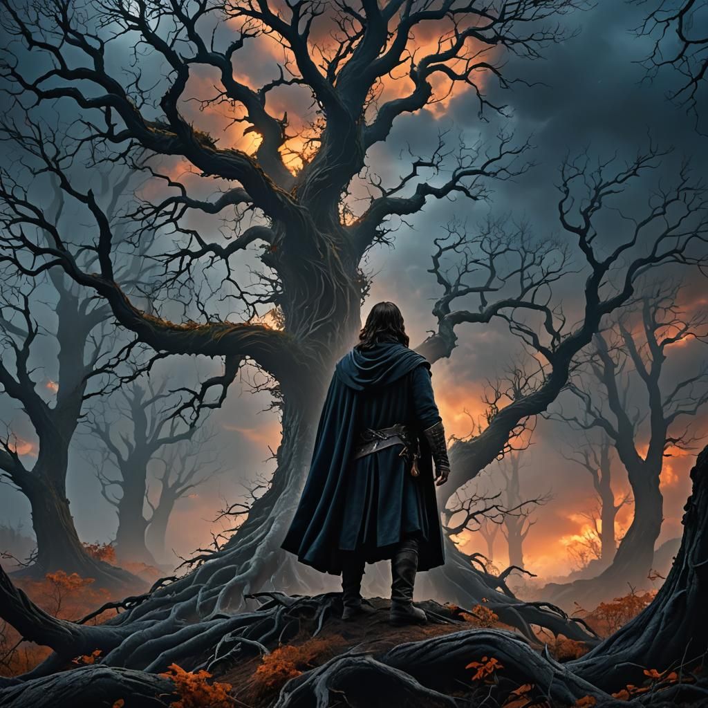 Aragorn in Dark Fantasy Forest: Matte Painting