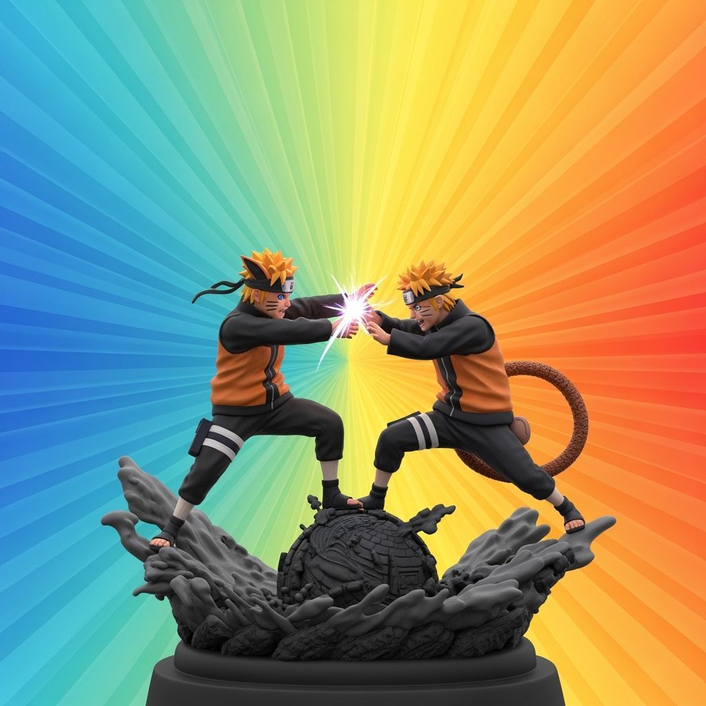 Naruto and Kurama Battle Obito Uchiha: Pixar-Style 3D Render