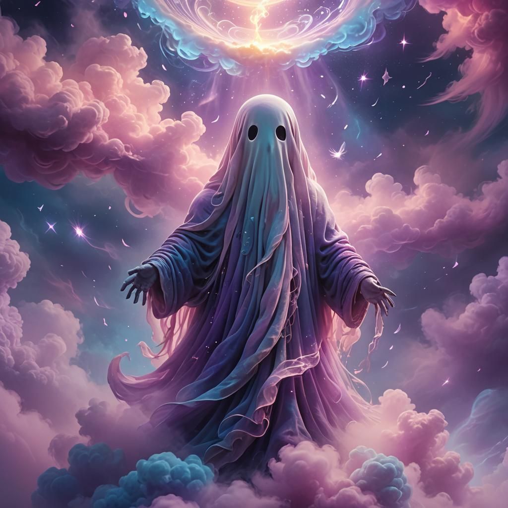 Adorable Ghost in Mystical Vortex: Digital Matte Painting