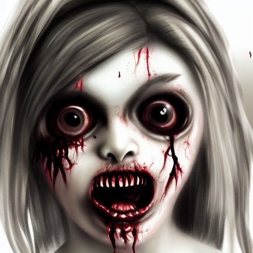 Cute Zombie Girl: Detailed Matte Painting