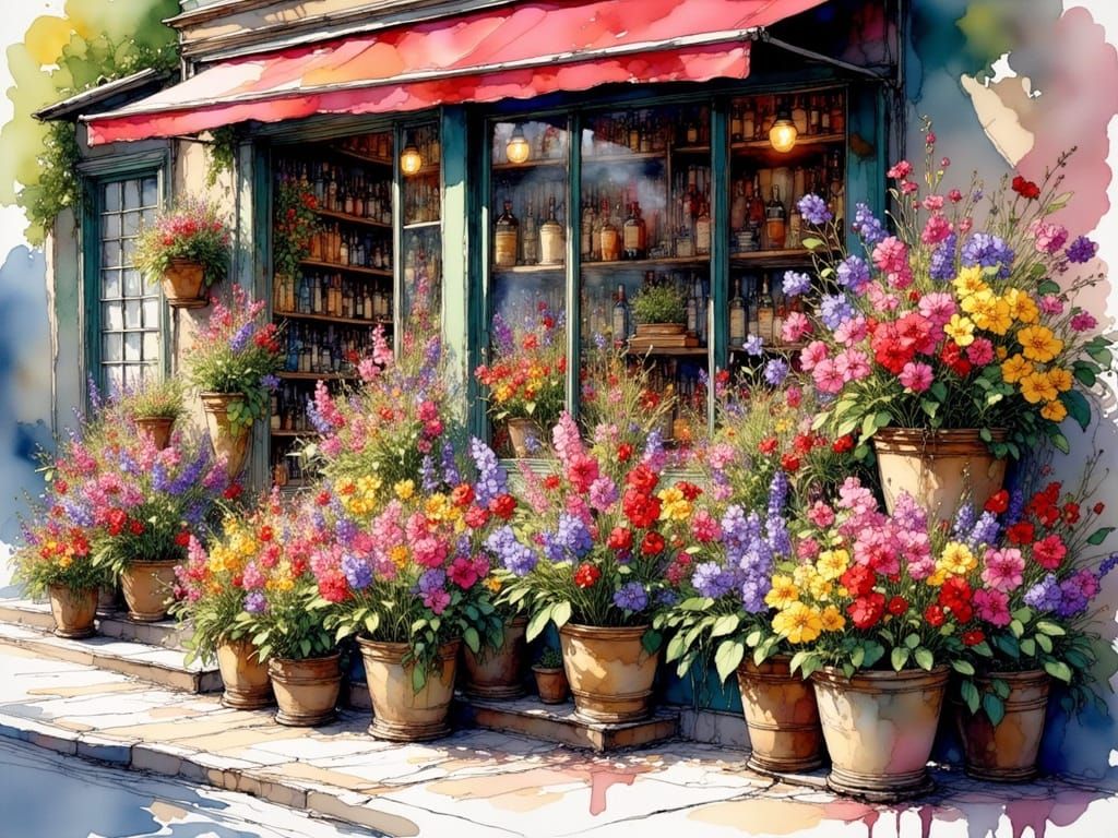 Vibrant Flower Bouquets Display in Florist Shop