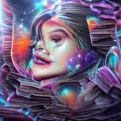 Cosmic Kylie: Holographic Astral Illustration
