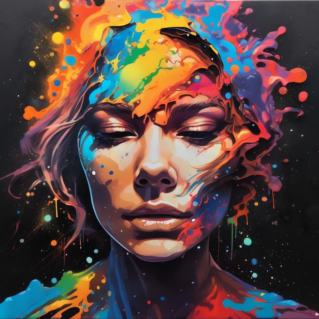 Supernova Remnant Forms Woman's Face in Graffiti Art