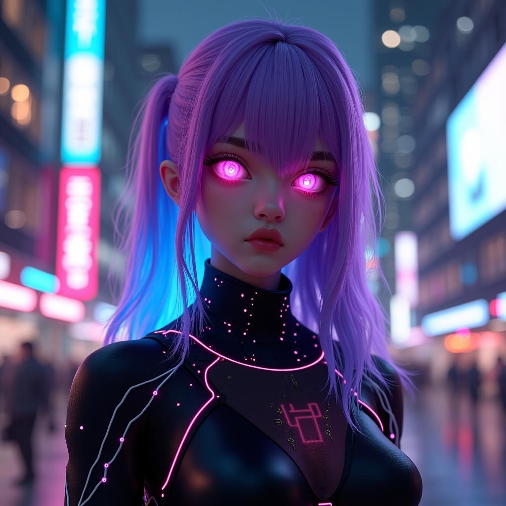 Cyberpunk Woman Portrait with Neon Accents