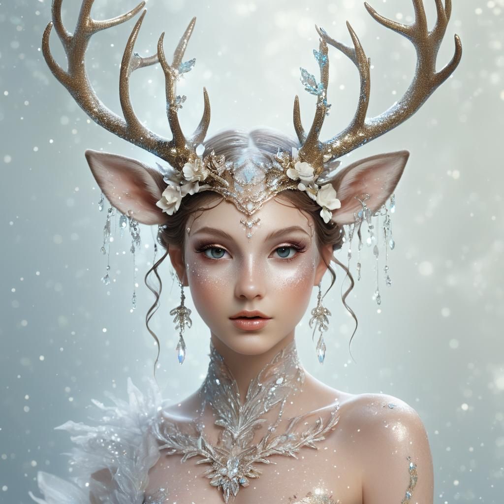 Enchanting Fairy-Deer Hybrid in 3D Anime Style
