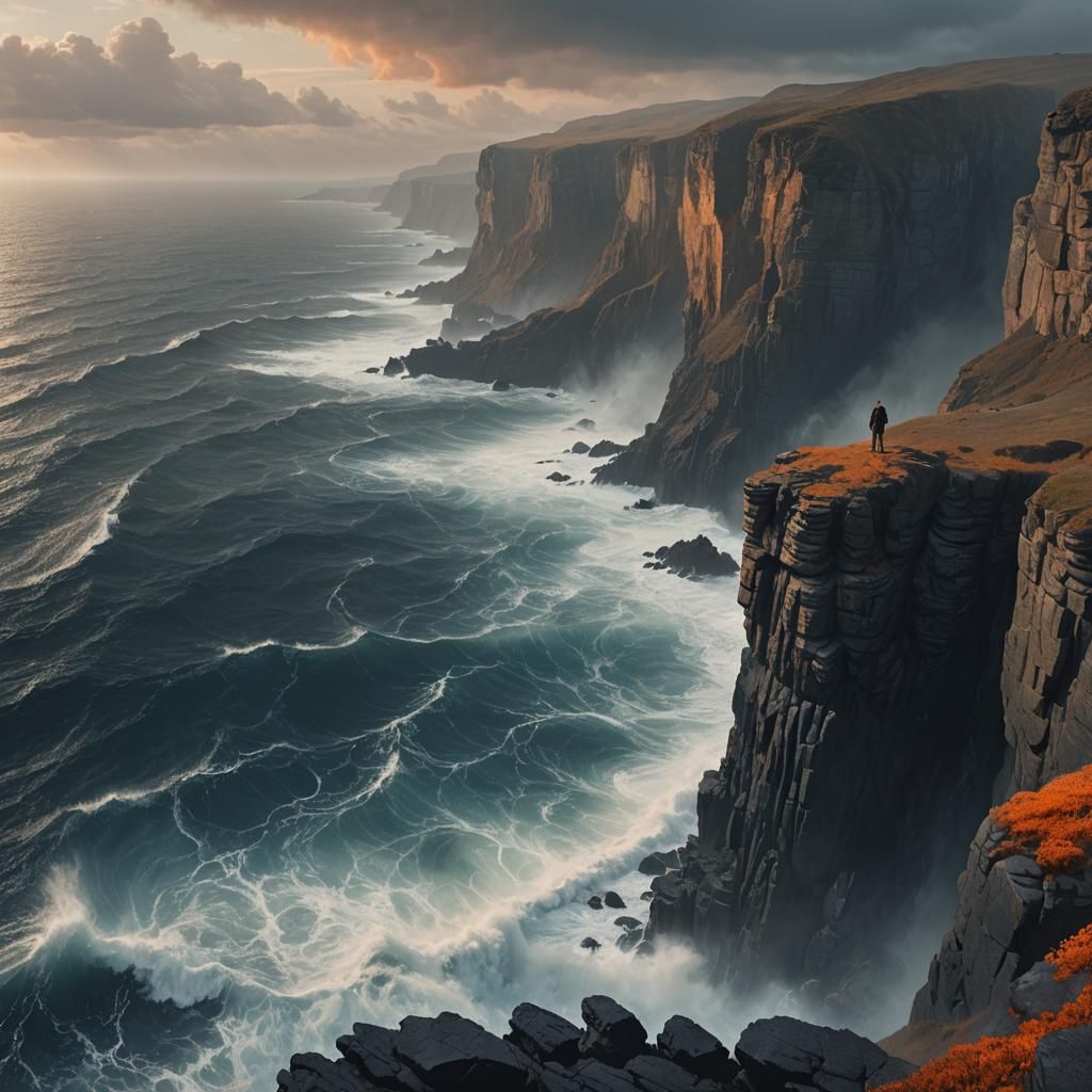 Epic Fantasy Cliffside Landscape in Cinematic Matte Painting...