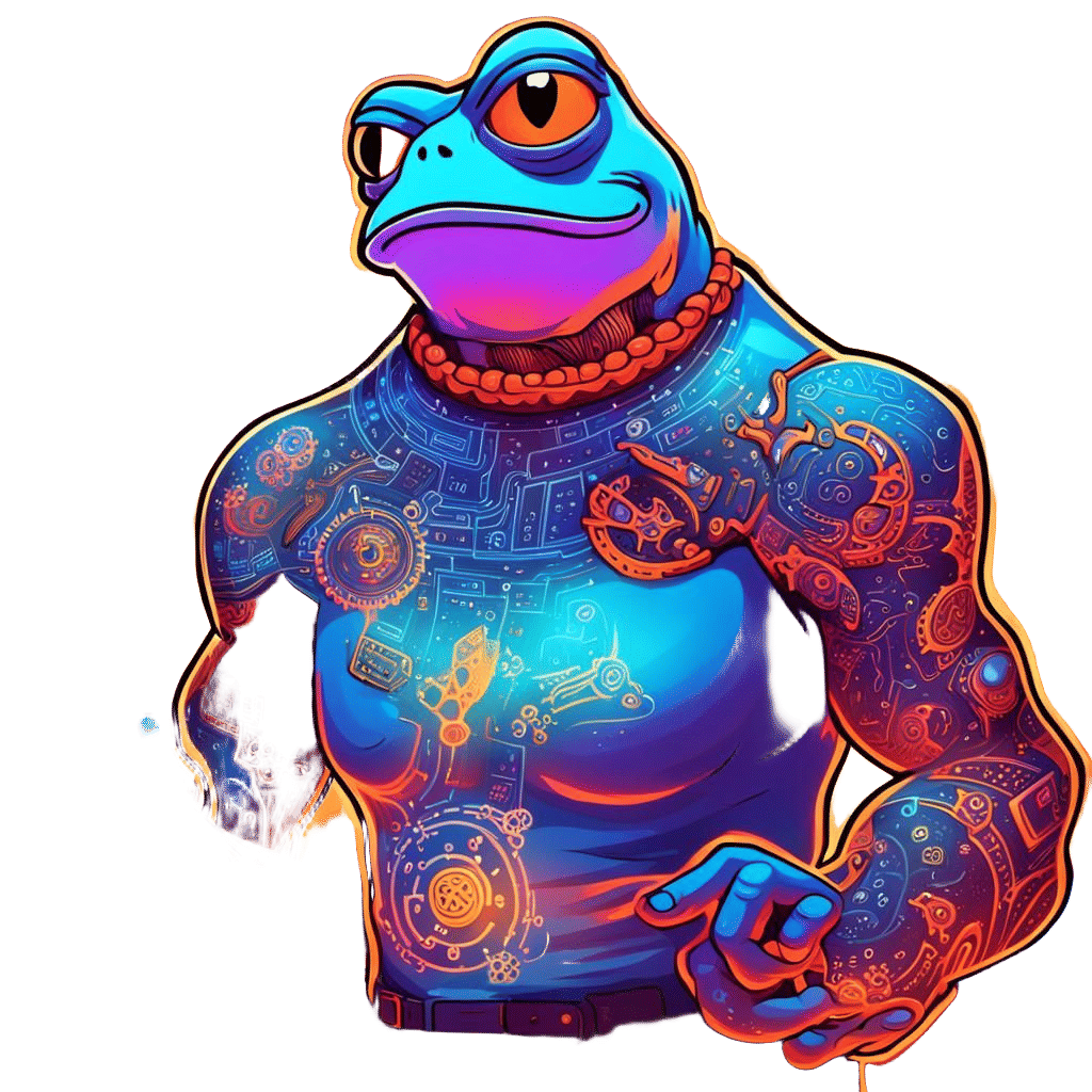 Developer Frog with Tattoos: Fantasy Concept Art
