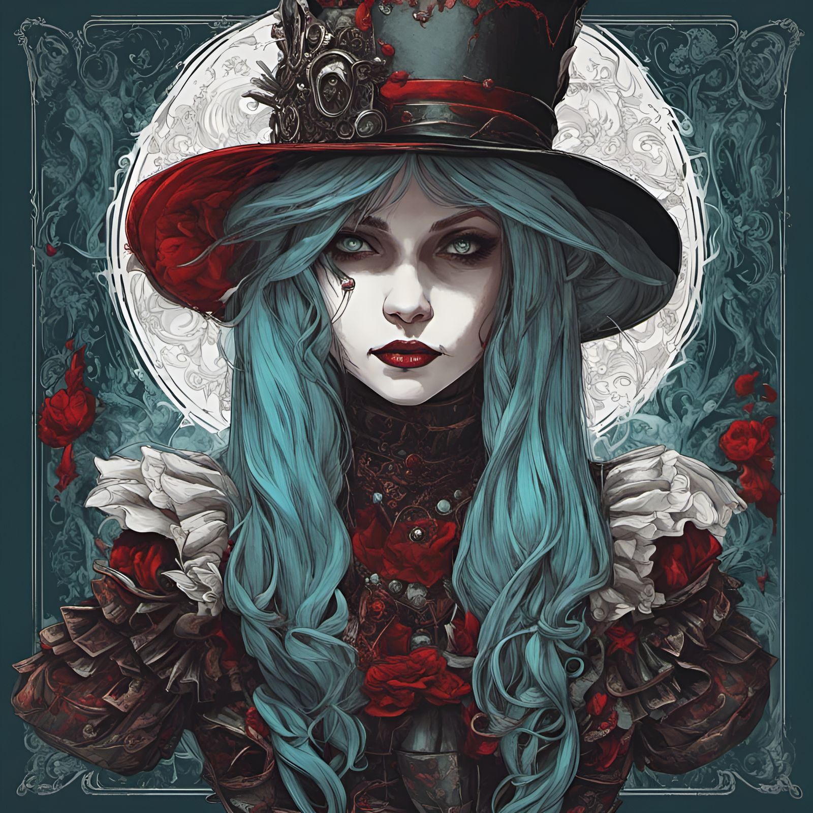 Alice in Elaborate Gothic Comic Book Style