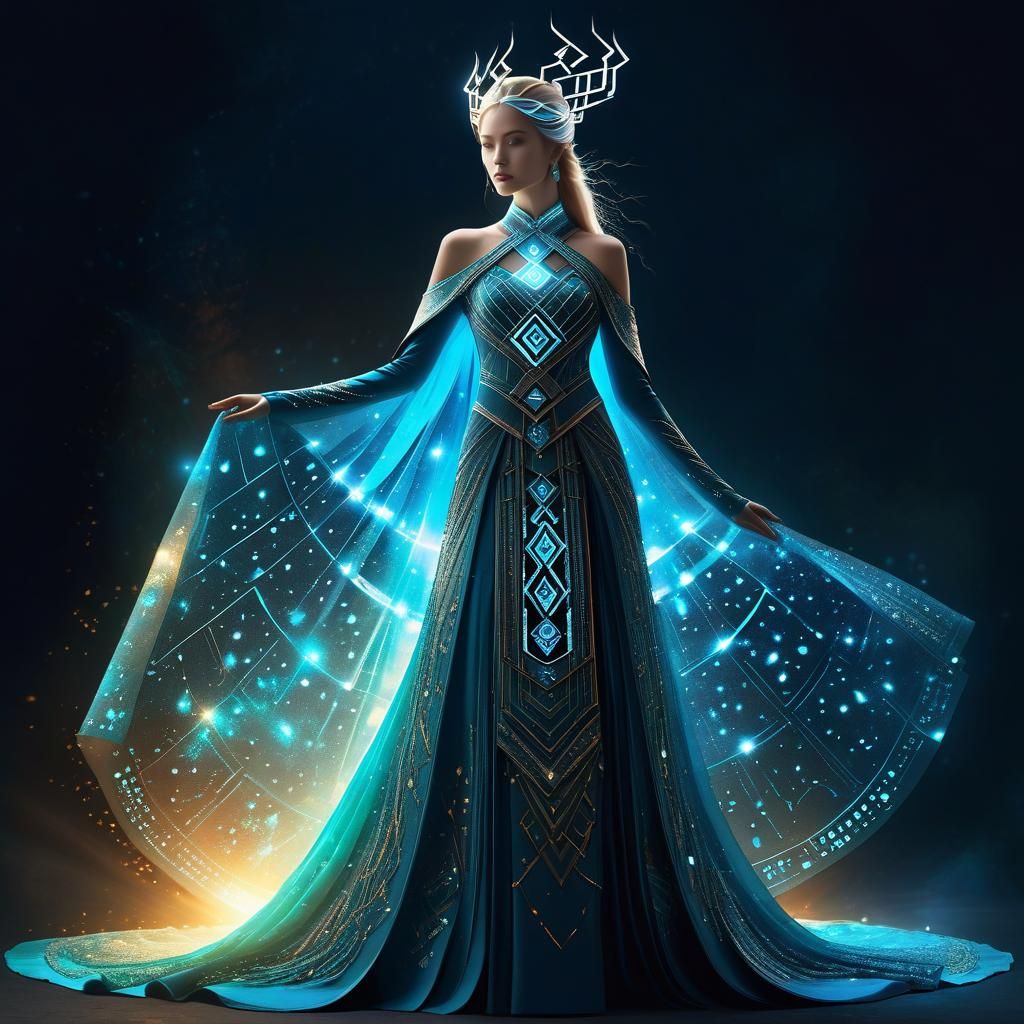 Rune-Encrusted Gown on Lady Mystery: Fantasy Art