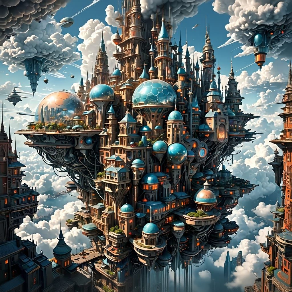 Hyperrealistic Cloud Cityscape