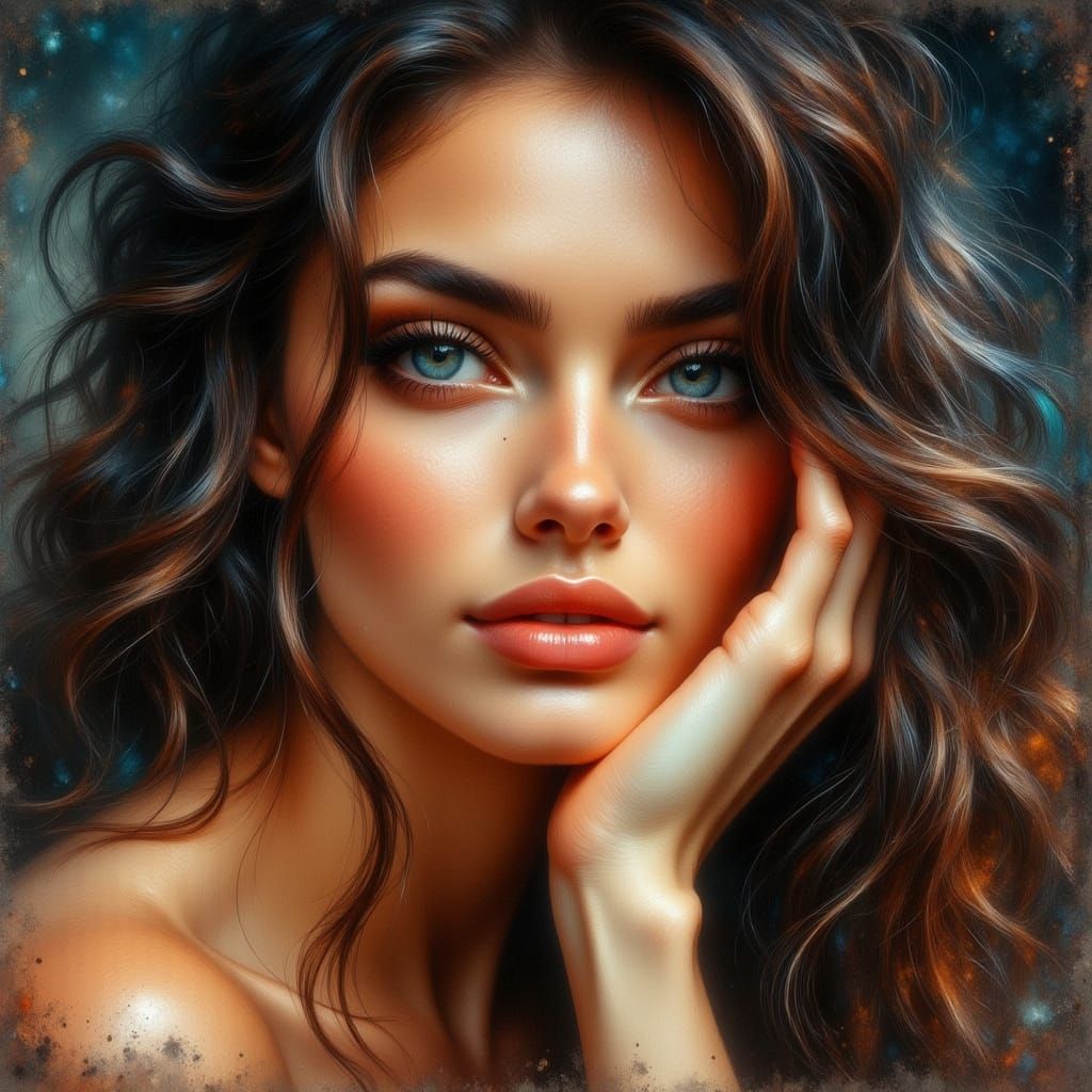 Elegant Woman Portrait in Cinematic Oil Painting Style