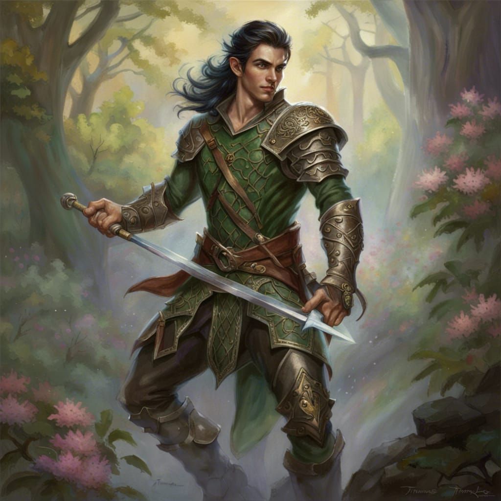 Wood Elf Warrior in Ethereal Fantasy Style
