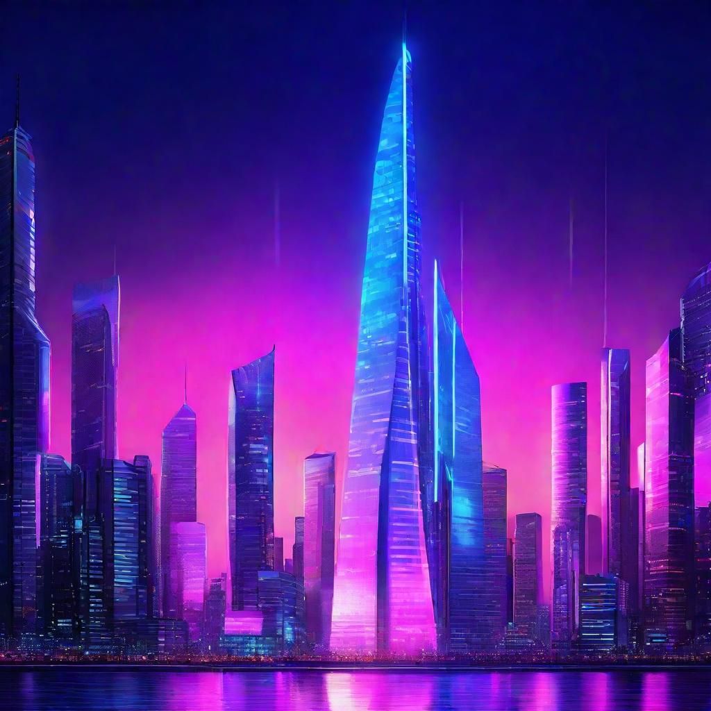 Futuristic Iridescent Skyscraper Concept Art