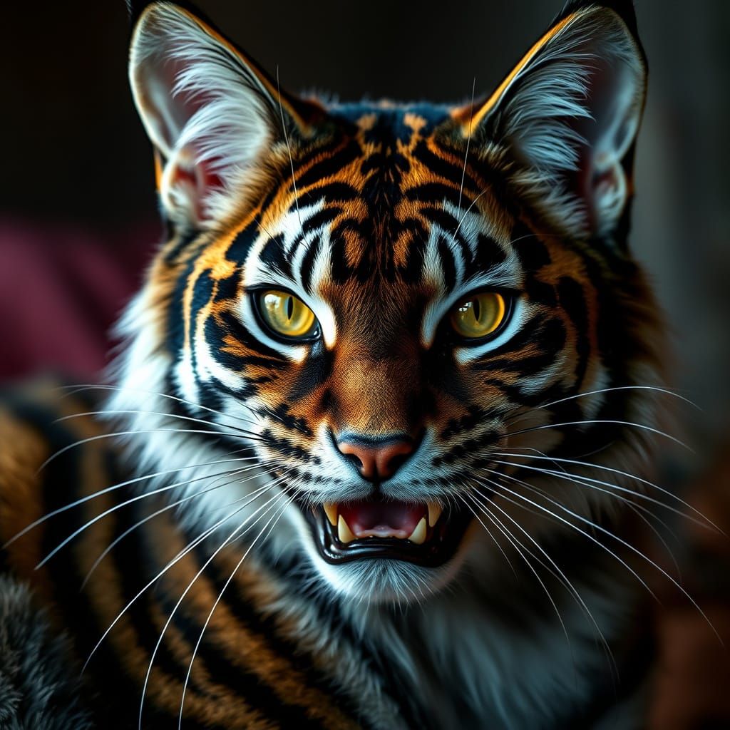 Vampire Tiger Cat in Ultra-Realistic 8k