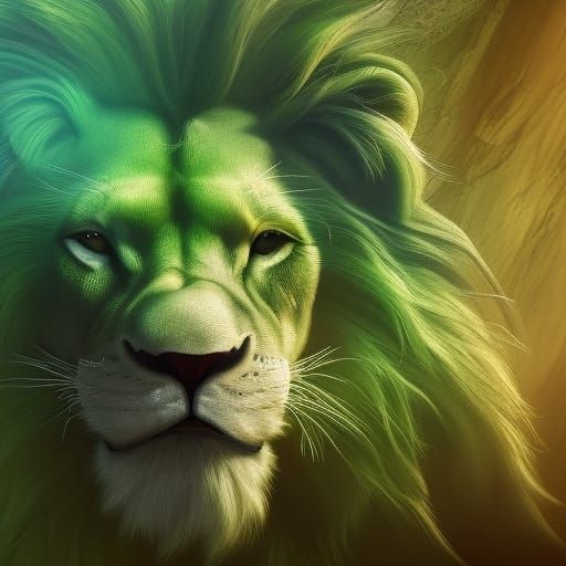 Fantastical Green Lion Matte Painting in 8K