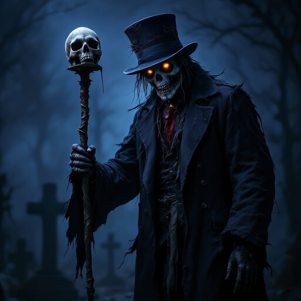 Dark Mystic Conjure in a Haunted Cemetery