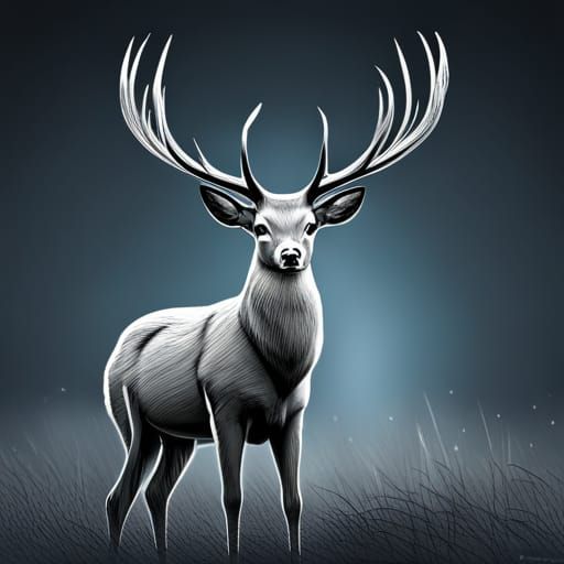 Simple Deer Lineart Stares Intently