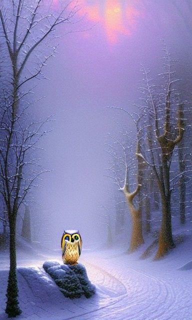 Ethereal Winter Owl in a Luminous Landscape