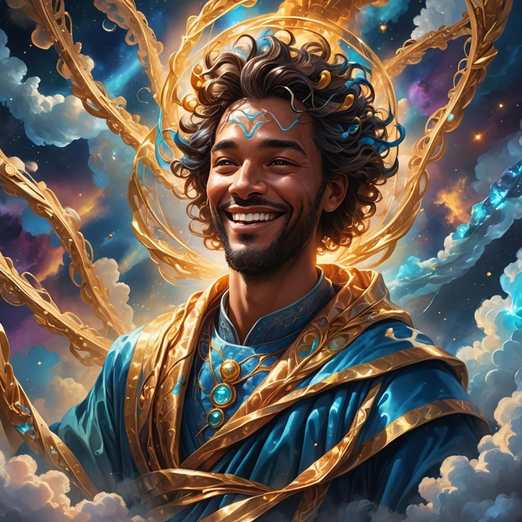 God Manipulating DNA: A Hyper-Realistic Digital Art