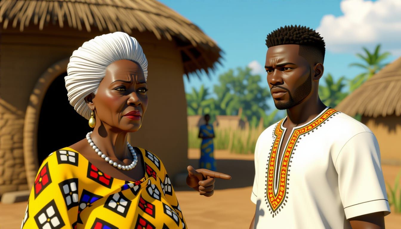 African Woman in Ankara, Realistic Animated Style