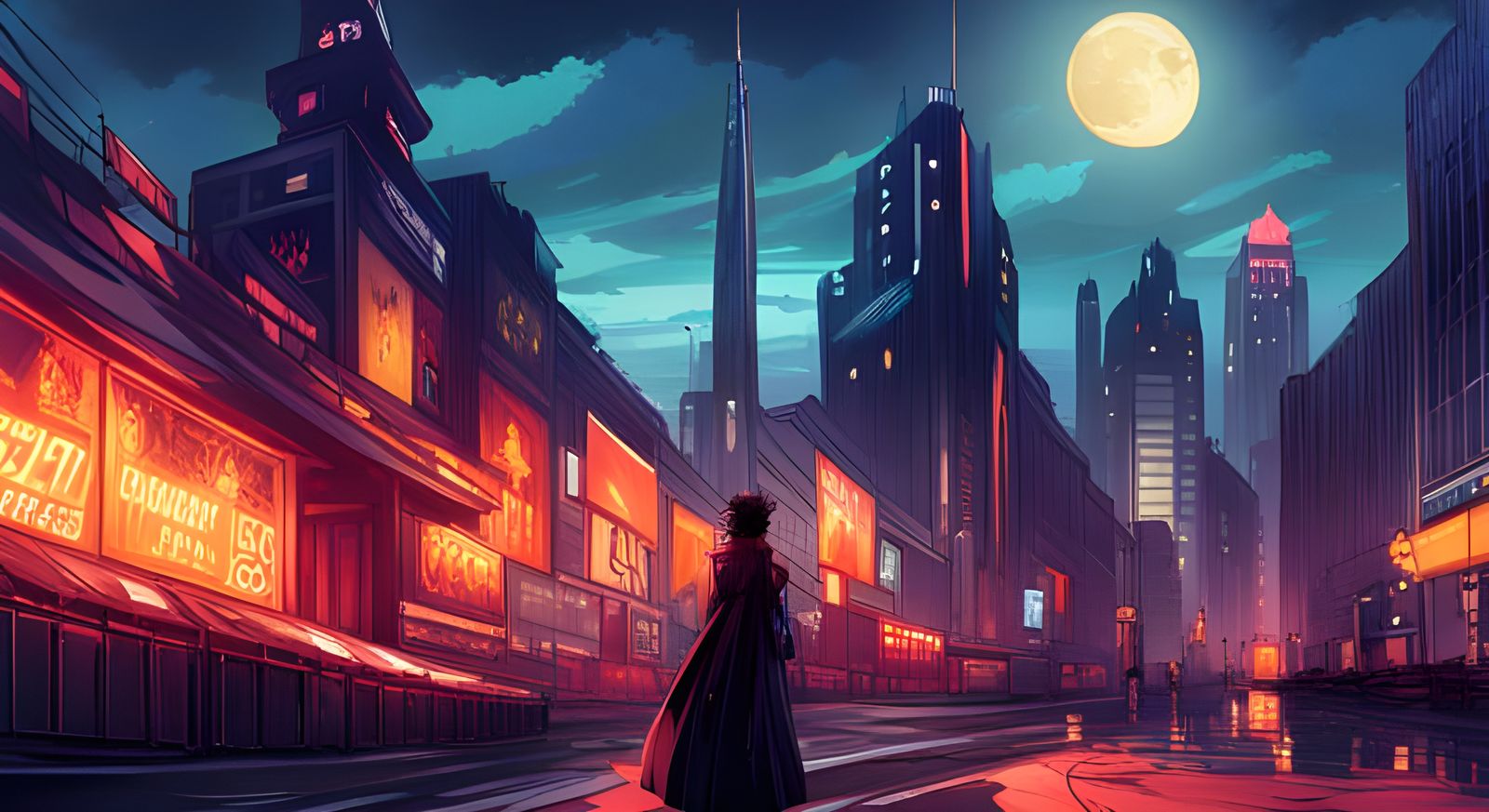 Gothic Cyberpunk Fusion in Anime Style