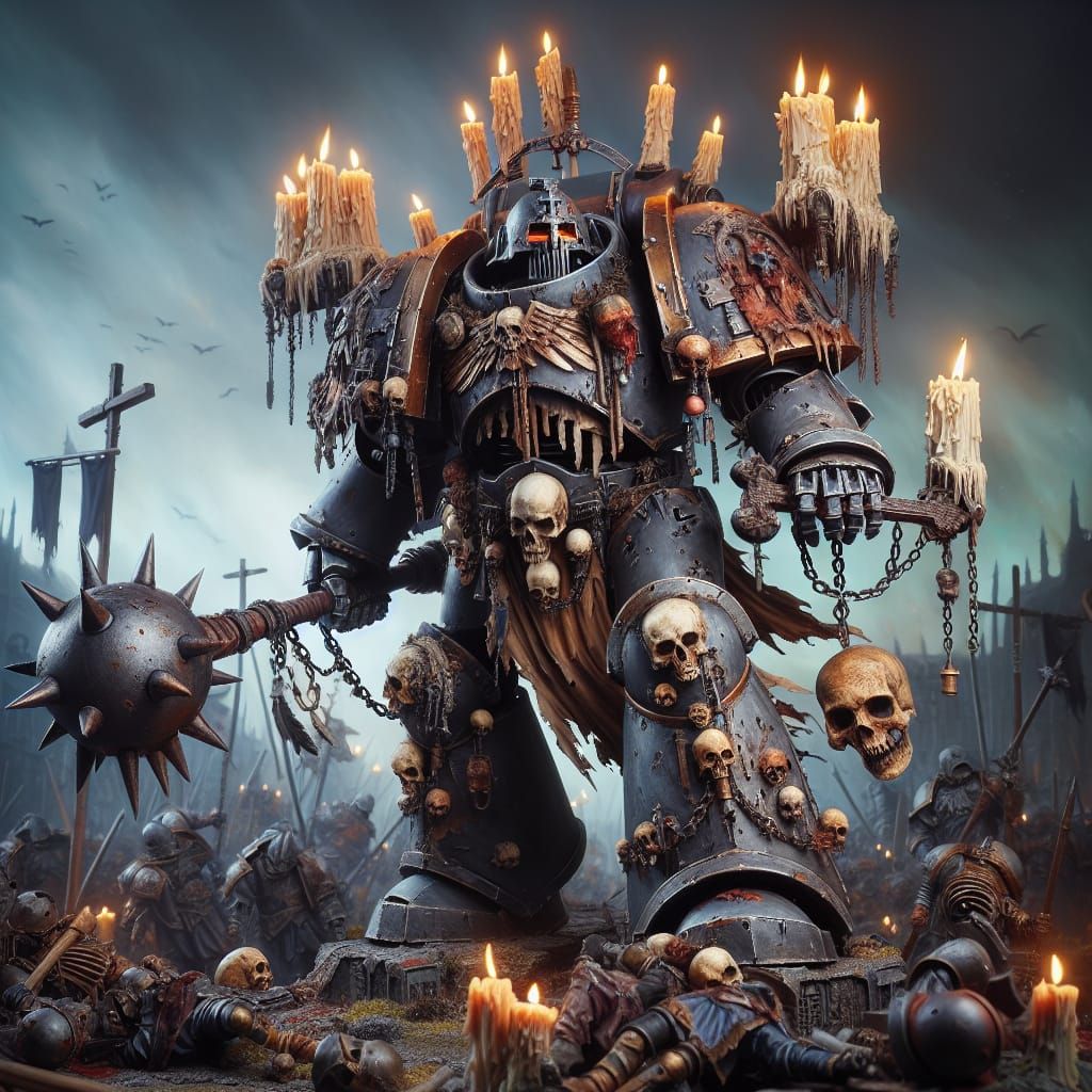 Grimdark Death Knight Wields War Mace in Somber Battlefield ...